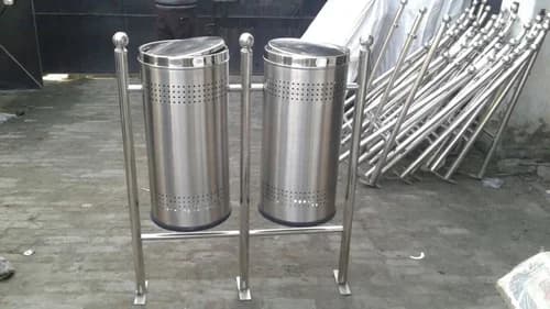 50L Hanging Double Pole Stainless Steel Dustbin